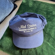 Vintage Mid States Engineered Equipment St Louis Trucker Hat Navy Blue Snapback
