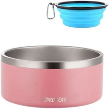 Ezprogear 2 Pack 64 oz Stainless Steel Double Wall Dog Bowl Non-Slip Bottom