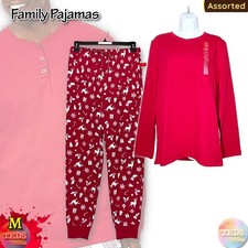 NWT Family Pajamas Men's M Red Top Merry Print Pants Set 100173299MN Assorted