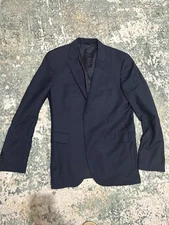 Hugo Boss Men's Blue Small Check Virgin Wool Blazer Size 38R