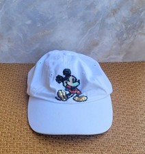 Walt Disney World Disneyland White Sequined Mickey Mouse Adjustable Hat/Cap