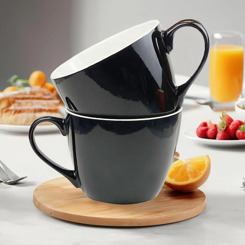 Tazas de café de porcelana de 30 OZ, juego de 2 tazas grandes para sopa, cereales y ensalada (... Foto 3 de 4