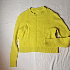 100 Cashmere pullover sweater yellow Size Small Preppy Chic