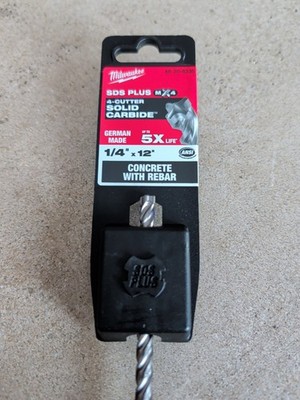 Milwaukee 48-20-8335  1/4'' x 12'' MX4 SDS-Plus Solid Carbide Drill Bit Concrete 