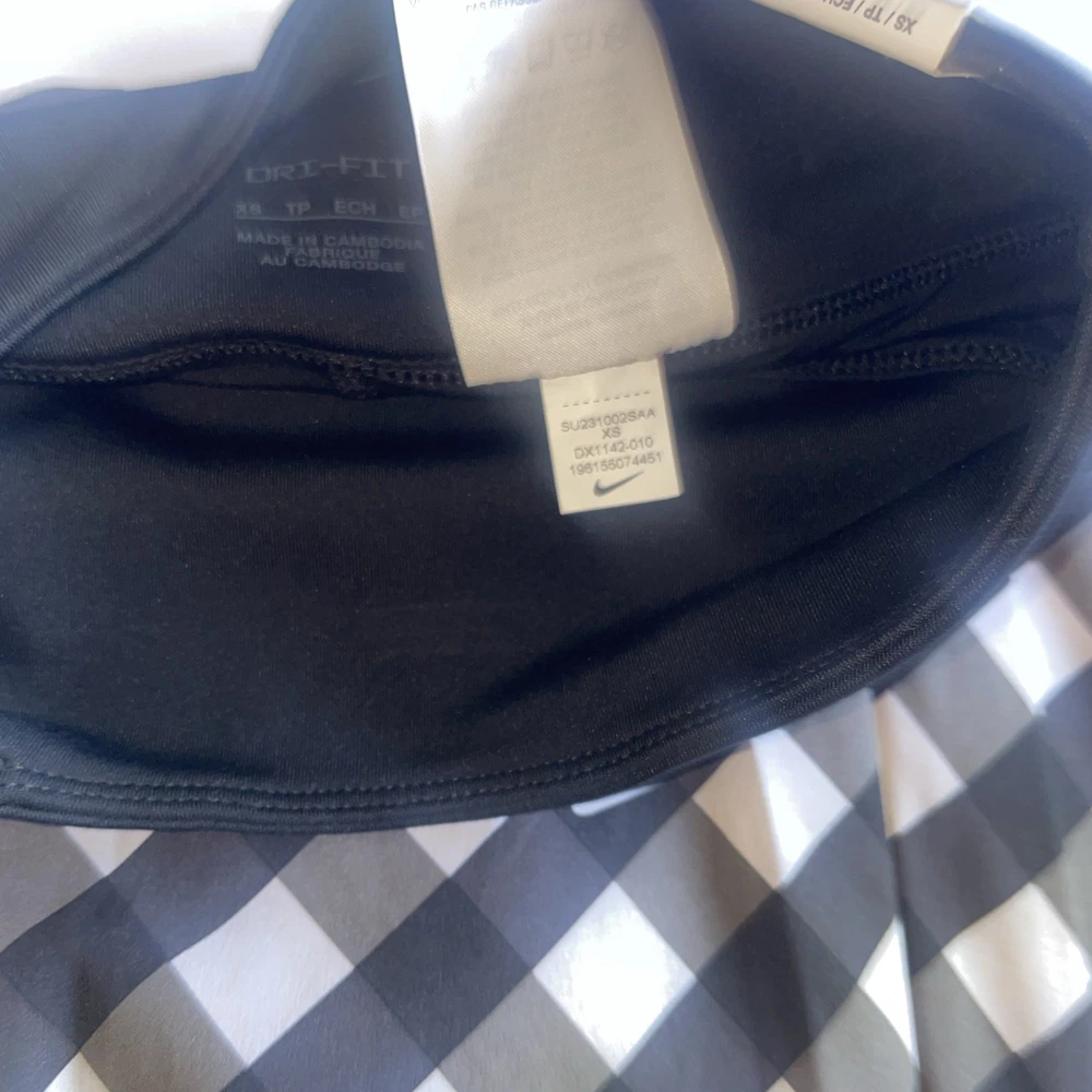 Nike Dri-Fit Club Womens XS Black White Checkered Tennis Skirt