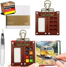 Reise-Aquarellset mit Mini Palette Skizzenbuch und Binder-Clips f&uuml;r K&uuml;nstler Stu