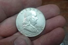 1960 FRANKLIN HALF DOLLAR SILVER 90% PART OF FULL COLLECTION IN DANSCO BOOK