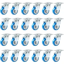 FactorDuty Paquete de 24 ruedas giratorias de poliuretano azul 2" sin freno New