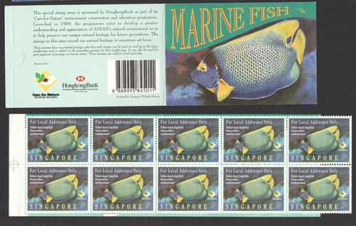 SINGAPORE 1995 MARINE FISH (YELLOW-FACED ANGELFISH) BOOKLET OF 10 STAMPS IN MINT - Picture 2 of 2