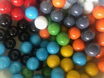 60 X SOLID COLOUR marbles 14mm Mixed Colours Traditional Classic game