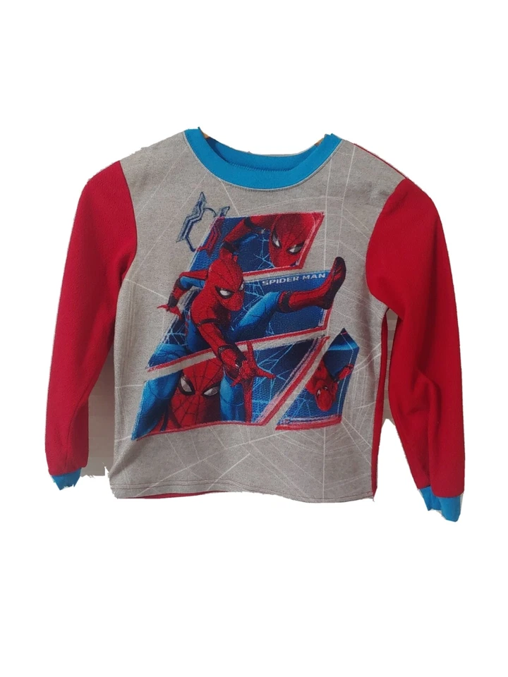 Marvel SPIDERMAN Boys 2pc Flannel Pajama Set Size 6/7 Long Sleeve Pants Red  - Image 3 of 4