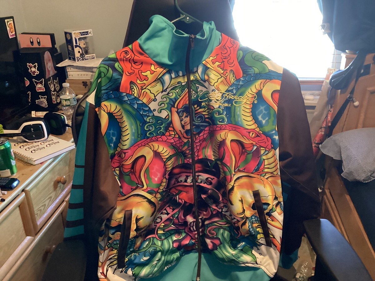 Ed Hardy By Christian Audigier Men All Over Print AOP Jacket