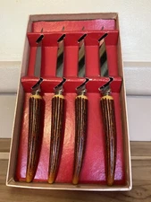 Vtg.Eversharp Stainless Steel Steak Knifes, Faux Antler Lifetime Guaranteed