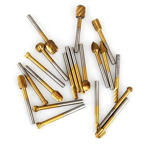 20PCS HSS Carbide Burr Rotary Drill Bits Kit Carving Engraving for Dremel Tools eBay