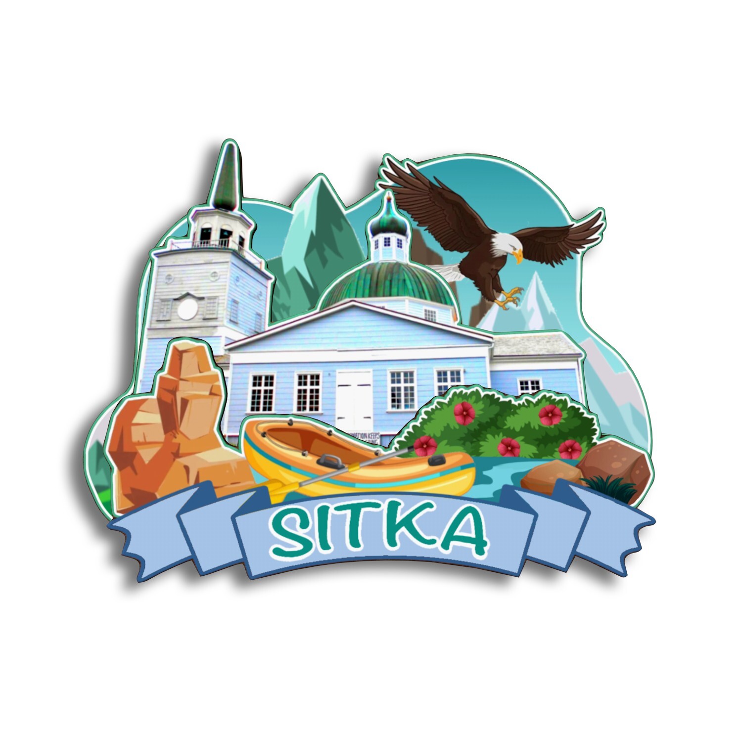 Sitka Alaska USA America Refrigerator magnet 3D travel souvenirs wood craft