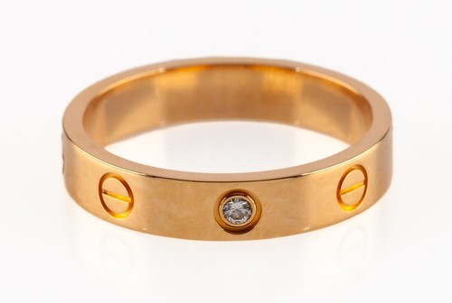 Cartier 18k Rose Gold Love Wedding Band Size 55 w/ Diamond Retail $2370 - Picture 2 of 8