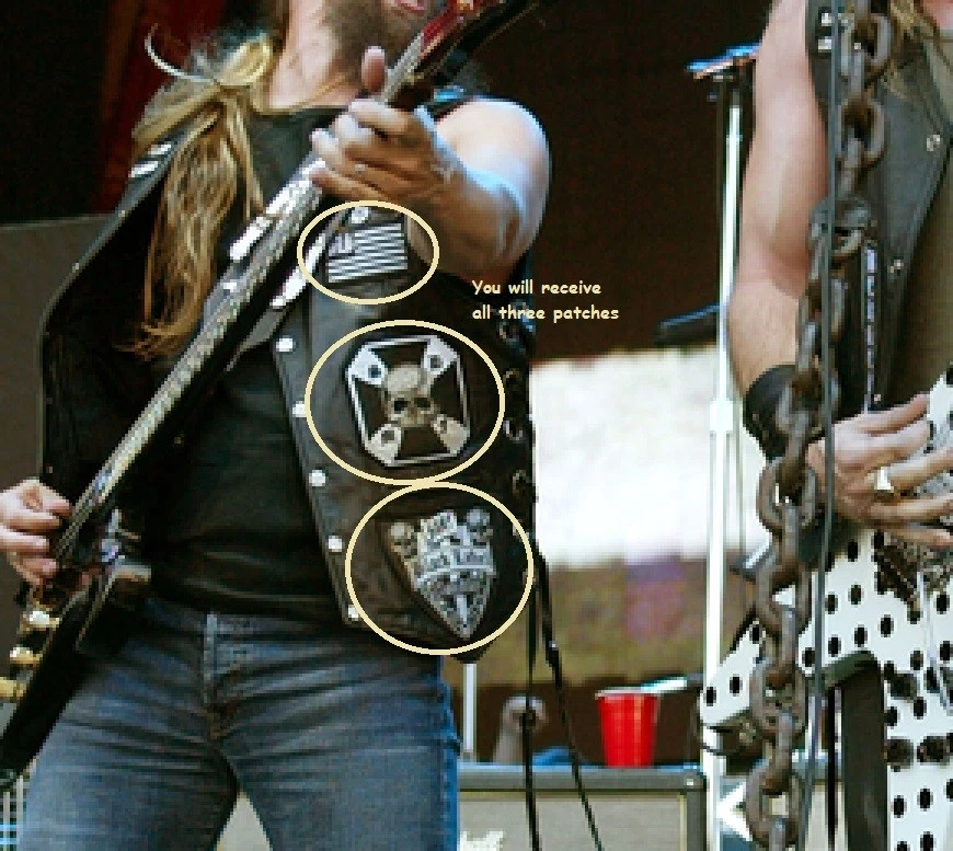 Schwarz Label Society Patch Set: BLS Flagge + BLS Kreuz Totenkopf Shield