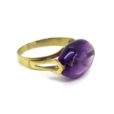 Vintage Designer Ring 333 Gold 8K Amethyst Modernist 70s BoHo Hingucker Luxury