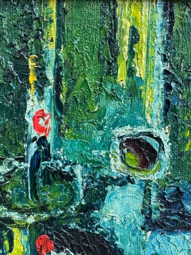 Vintage MCM Abstract Oil Painting Seder Judaism Mid Century Modern Art Monitz - Picture 6 of 16