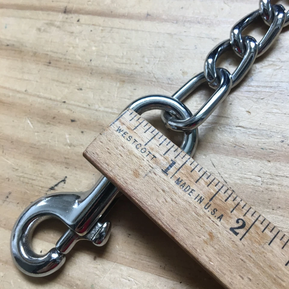 Vintage 70s Strong Solid Chromed Solid Metal Chain Dog Leash Pet Lead 60"L x 1"W - Image 3 of 4