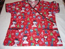 Womens BRAND NEW Christmas Scrub Top, Surgical, Nurse, CNA, Physician, UA SCRUBS