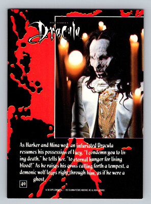 1992 Topps Bram Stoker's Dracula #49 Harker and Mina Wed Trading