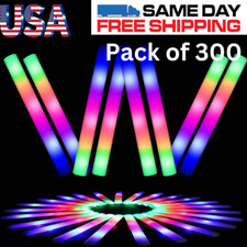 300 Pcs Light Up Foam Sticks LED Wands Batons DJ Party Flashing Glow Sticks
