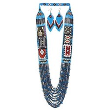 Handmade Seed Bead Necklace American Style Necklace Boho Beaded Necklace earring