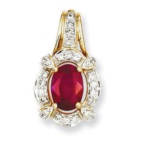 14k Yellow Gold Prong Diamond & Ruby Pendant-0.19ct. Gem Wt-0.98ct (0.6in Long) on sale 14k Yellow Gold Prong Diamond & Ruby Pendant-0.19ct. Gem Wt-0.98ct (0.6in Long) on sale