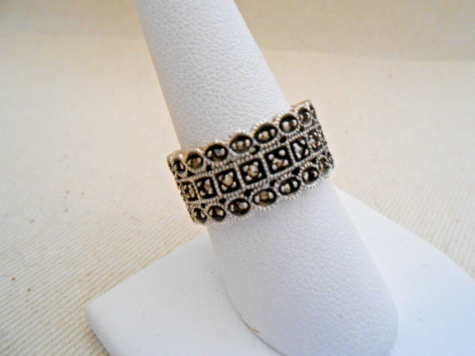 Lindo anel de prata esterlina Judith Jack marcasita 353507 - Imagem 3 de 4