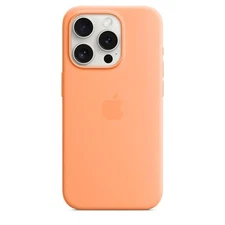 Genuine / Official Apple iPhone 15 Pro Silicone Case / Cover - Orange Sorbet
