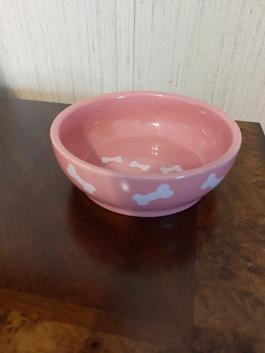 Pink ceramic top dog bowl