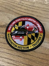 Maryland MD State Aviation Command Trooper 2 Patch Iron On Rare Helicopter PD