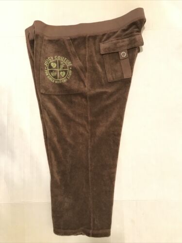 VTG Juicy Couture "For Girls Who Like Stuff" Women's Brown Velour Capri Pants - Picture 1 of 6