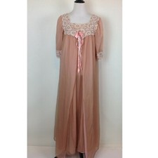 Vintage Rovel Nightgown Robe Set Chiffon Double Layer Womens Small