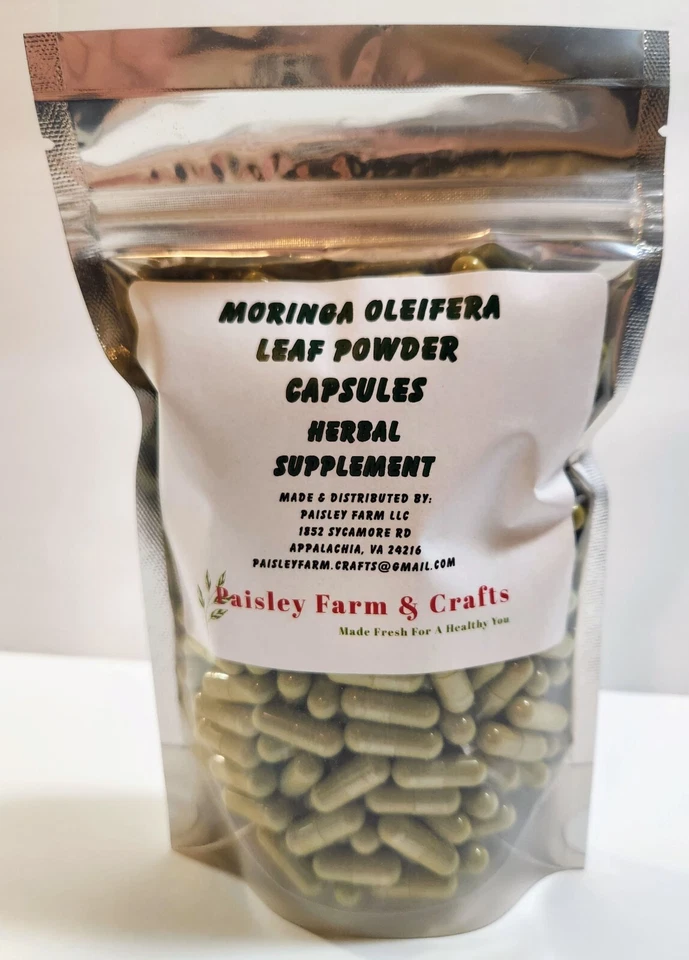 Cápsula de semilla de moringa y raíz de jengibre de hoja triple paquete Foto 3 de 4