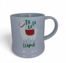 Threshold FA LA LA LLAMA Double Sided Holiday Light Blue Porcelain Coffee Mug