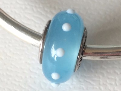Authentic Pandora Murano Glass Seeing Spots Blue & White Charm 790629 ...