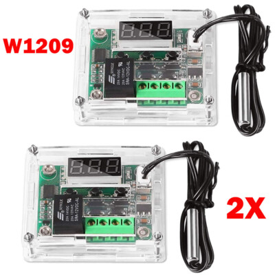 2x W1209 DC12V Digital Thermostat Temperature Control Switch Sensor With Case US