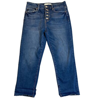 KanCan Women's Jeans Size 31 High Rise Button Fly Medium Wash Straight-Leg Denim