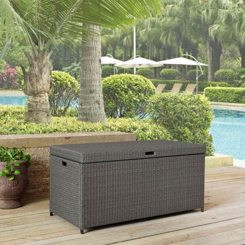 CROSLEY FURNITURE Palm Harbor Deck Box 52" x 24.5" Wicker Storage Bin in Brown - Picture 5 of 5