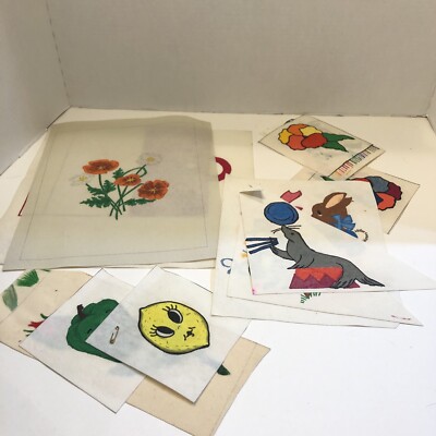 10+ Artex Painted Pictures on Pellon Lord's Prayer Flowers Animals Easter