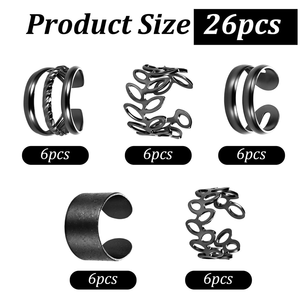 30 Pcs Black Hair Jewelry for Braids, Hair Beard Cuffs Clips Metal
