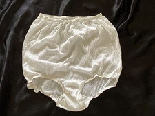 Vintage Nylon Full Brief Granny Panties White Silky Nylon Size 8