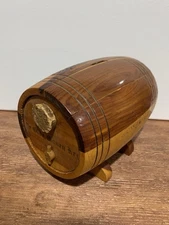 "Ye Olde Money Keg" Wooden Coin Bank Brown With Cork Old Vintage Money Bank