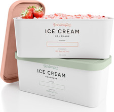 Set of 2 Reusable Ice Cream Tub Containers 2 Quart Each - Perfect for Homemade S