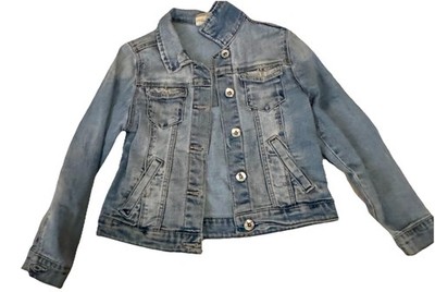 Zara Girl Denim Jacket Size 7/8 Light Wash Long Sleeve