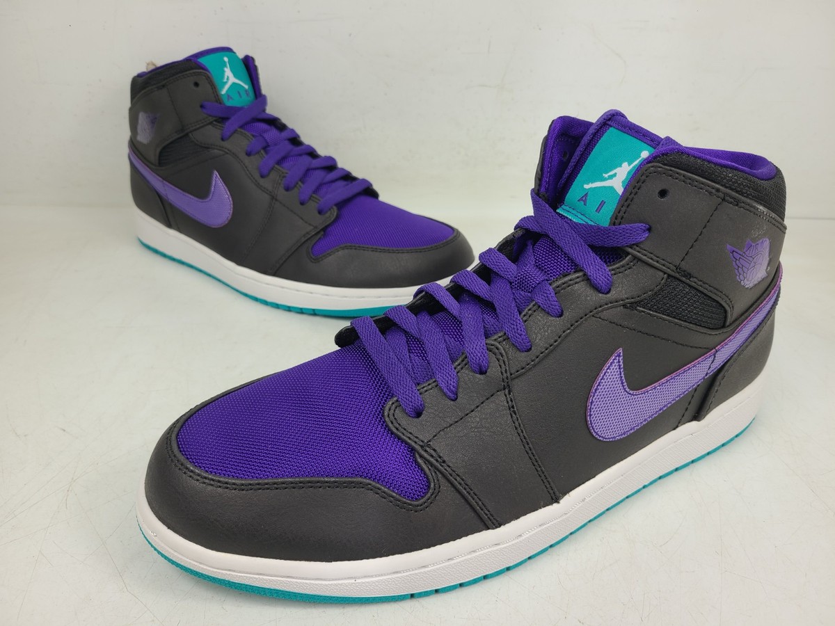 NEW) Nike Jordan Mid Black Grape Ice New Emerald 554724-015