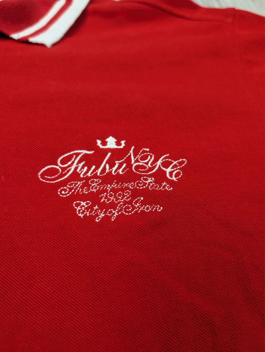 FUBU The Collection Mens Polo Shirt Large Red Y2K Streetwear Embroidered Logo