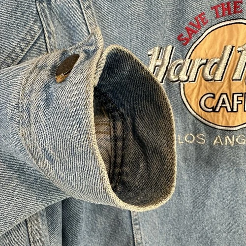 Vintage Lee Hard Rock Cafe Los Angeles Denim Jacket USA 90s Guitar Pins  Medium image 10